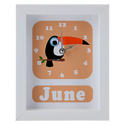 Stripey Cats Personalised Tilly Toucan Framed Clock, 23 x 18cm Stripey Cats Personalised Tilly Toucan Framed Clock, 23 x 18cm